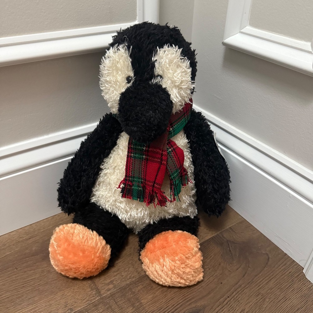 Jellycat Bashful Penguin Plush Stuffed Animal with Plaid Scarf Holiday NWT